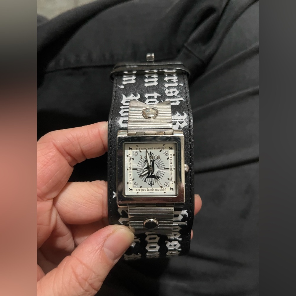 L.A.M.B. Black silver ribbon watch nwb pirate punk couture designer stefani